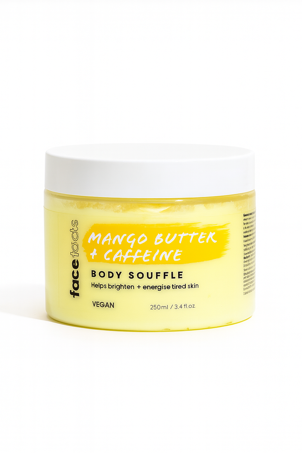 Face Facts Mango Butter & Caffeine Body Souffle | Brightening & Energizing Vegan Body Cream (250ml)
