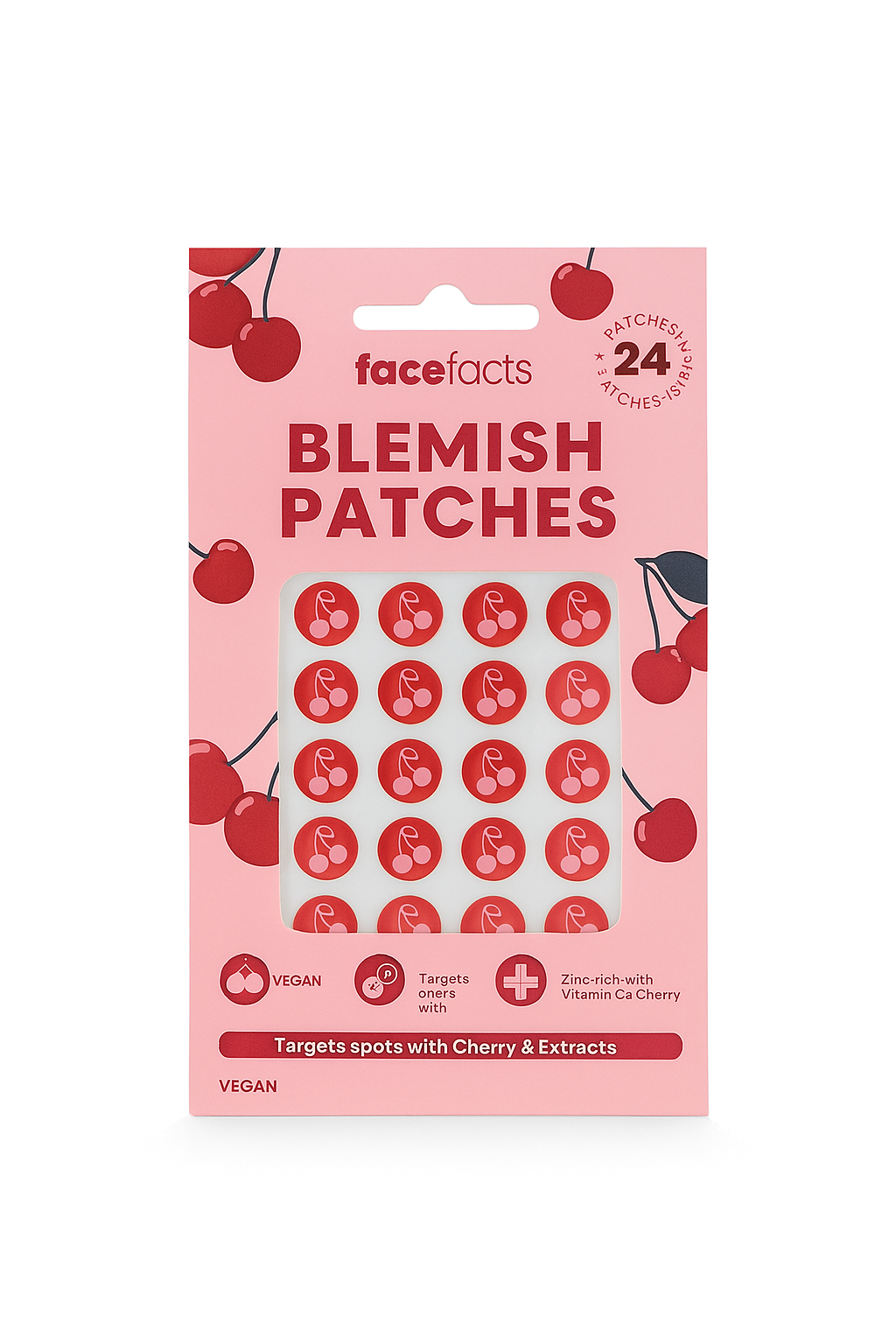 Face Facts Cherry Blemish Patches – Vegan Spot Treatment with Vitamin C & Zinc