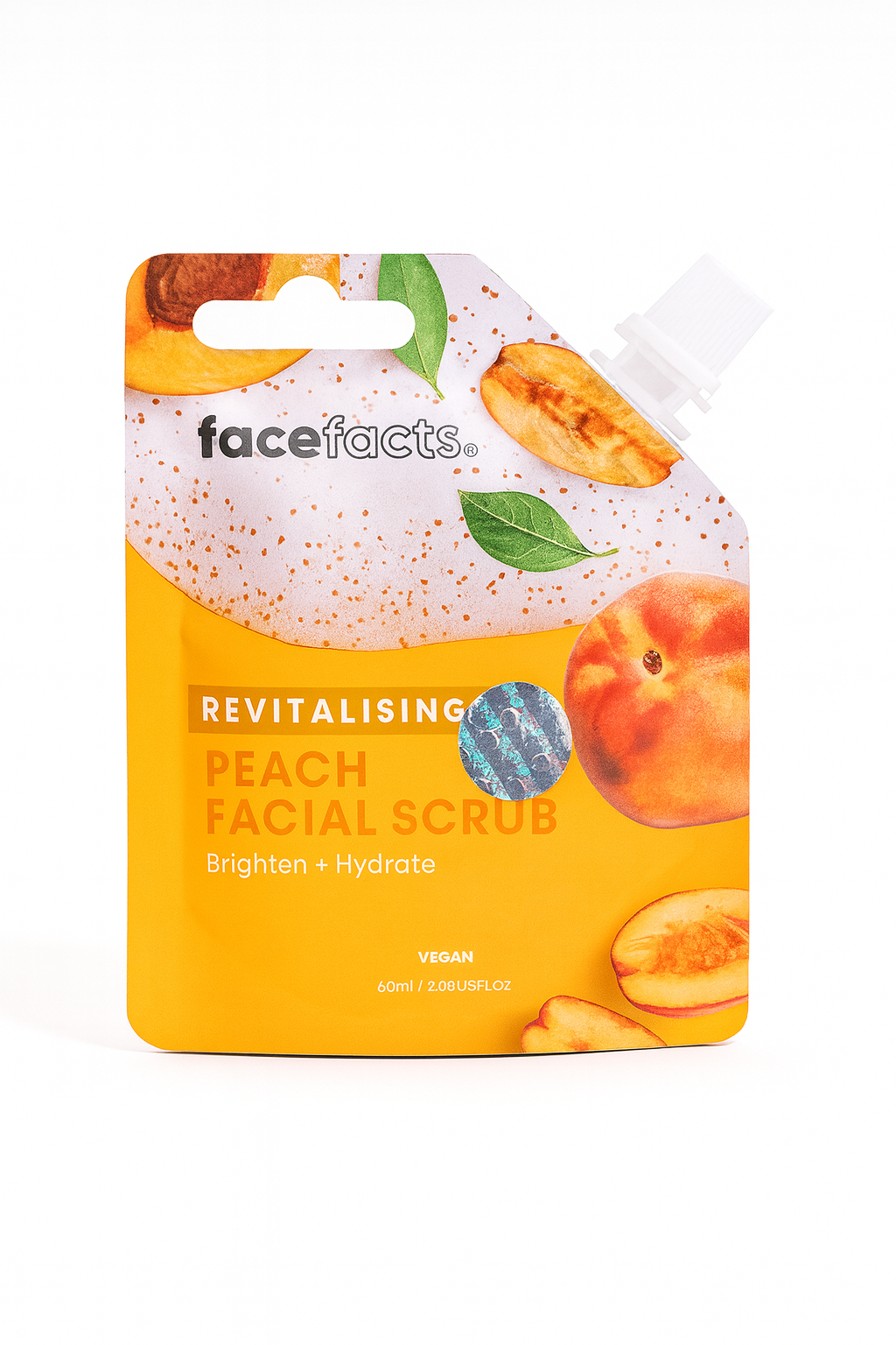 Face Facts Peach Facial Scrub | Revitalising Exfoliator for Bright & Hydrated Skin (Vegan)