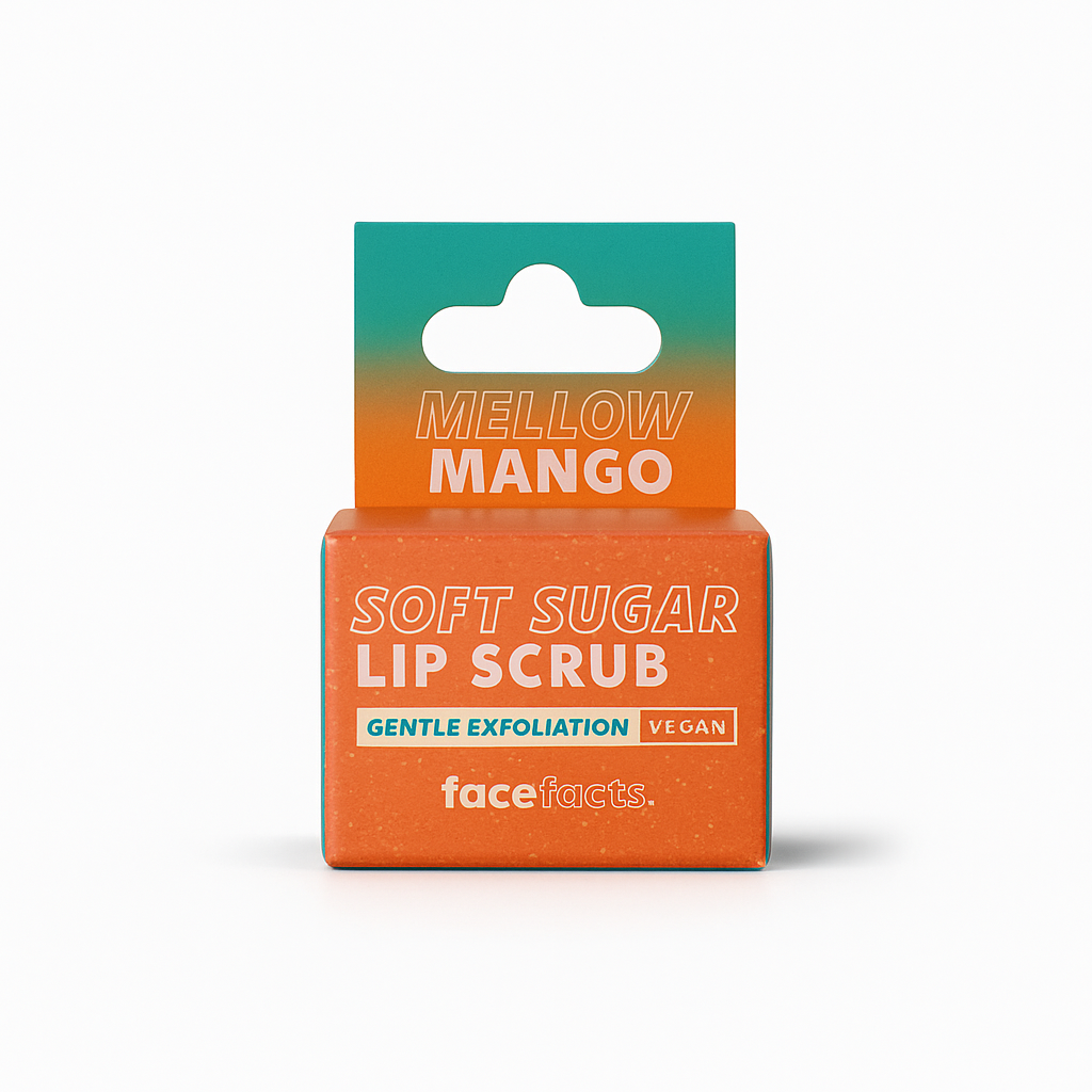 Face Facts Soft Sugar Lip Scrub Mellow Mango – Gentle Vegan Lip Exfoliator