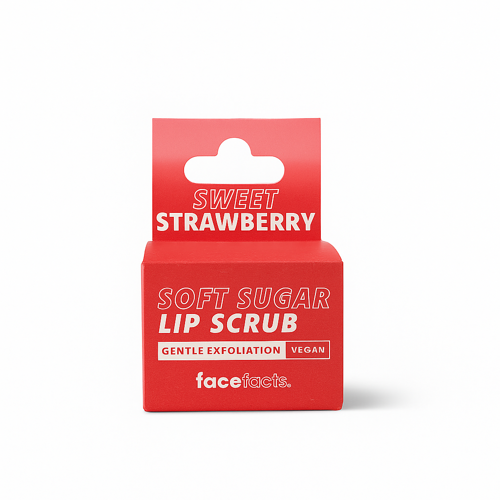 Face Facts Soft Sugar Lip Scrub Sweet Strawberry – Gentle Vegan Exfoliating Lip Care