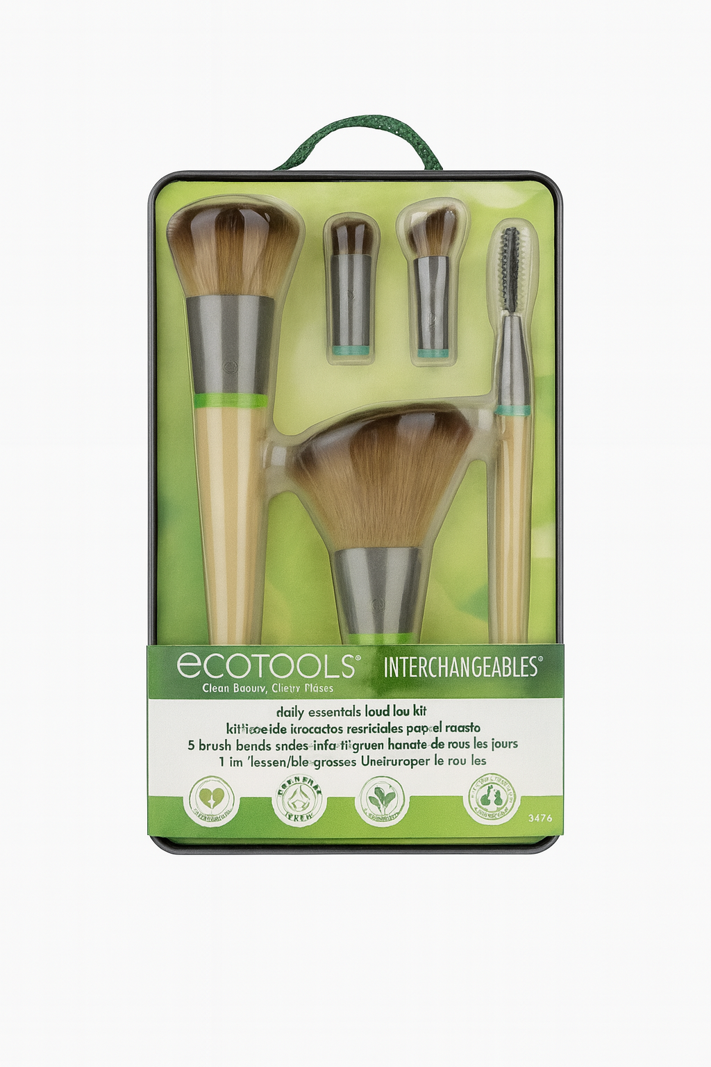 EcoTools Interchangeables Daily Essentials Total Face Kit – 5 Brush Heads with Storage Tin