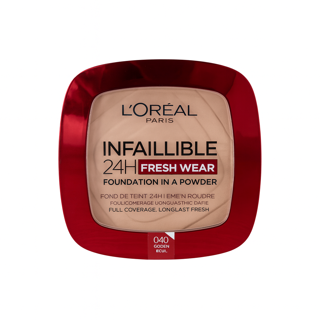 "L'Oréal Paris Infaillible 24H Fresh Wear Foundation in a Powder – Shade 040 Golden Beige"