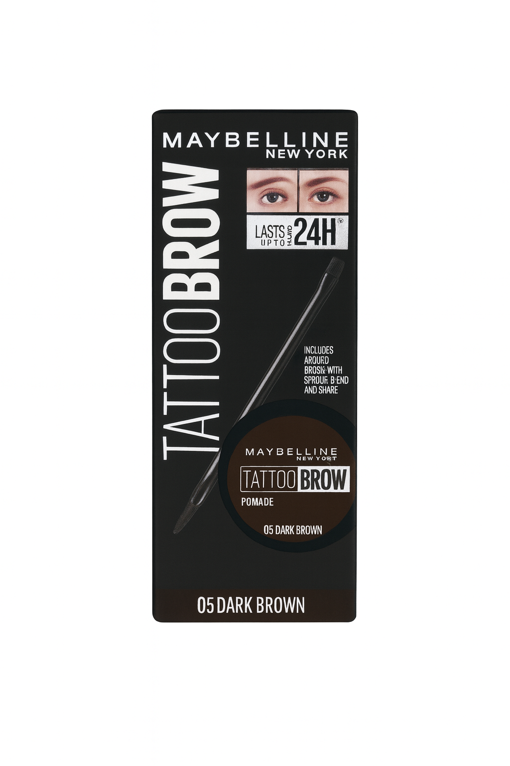 Maybelline Tattoo Brow Pomade – 05 Dark Brown, Waterproof & 24H Longwear