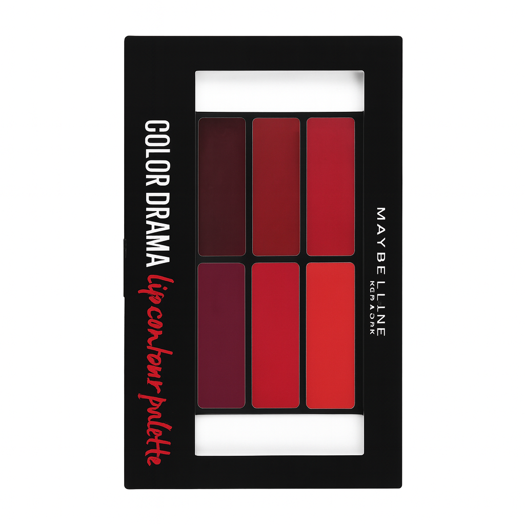 Maybelline Color Drama Lip Contour Palette – 6 Shades, Matte & Creamy Finish