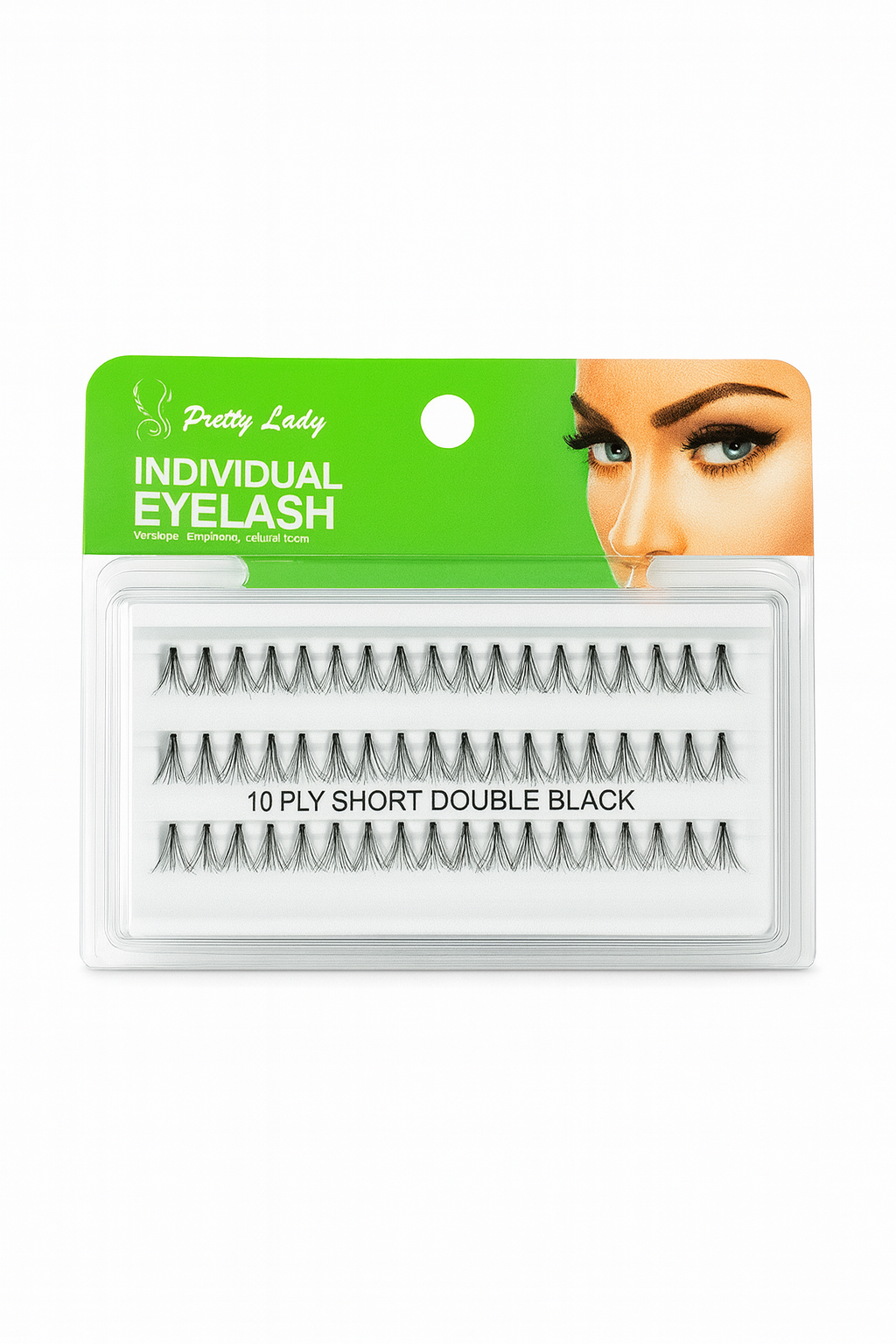 Pretty Lady Individual Eyelash – 10 Ply Short Double Black